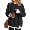 Moda Otoño e Invierno 2026 Nueva Moda Femenina Transfronteriza Europea y Americana Sudadera Cómoda Casual Cuello Redondo Holgada Falsa de Dos Piezas Manga Larga
