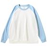 Novo top raglan de manga comprida pesado 320g, solto, com contraste de cor, maré, gola redonda, camiseta suéter masculina e feminina em estoque