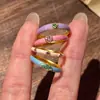 Anel Colorido Retro Dopamina com Zircônia Esmaltada Estilo Francês Anel Camada para Dedo Indicador para Mulheres