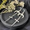 Oferta Especial Aretes Góticos de Plata de Luna Creciente y Daga, Aretes Góticos Alternativos, Aretes Alternativos Punk