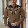 Camisa masculina estampada estilo western com padrão floral, camisa jeans, camisa masculina casual de manga longa com botões, disponível para compra a partir de uma peça