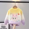 Suéter para Niña Otoño e Invierno 2025 Estilo Nuevo Suéter Base de Terciopelo de Visón para Niños Top Engrosado de Dibujos Animados