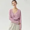 Conjunto Duas Peças Cardigã de Cashmere 75% + Seda de Amora 25% com Gola V e Camisola Interna Feminino Malha Outono/Inverno 2026