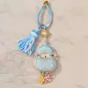 Pingente de Fivela de Argola com Borla de Cabaça de Brocado Song Estilo Chinês, Chaveiro Dourado com Areia Conserva Cor, Acessório Charme para Bolsa
