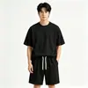 Conjunto Deportivo Casual de Verano, Corte Tridimensional 3D, Holgado, Cuello Redondo, Manga Corta, Pantalones Cortos, Seda de Hielo, Transpirable, Sensación Relajada, Versátil