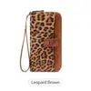 Carteira Feminina Longa Estilo Novo Transfronteiriça, Porta-Cartões Sanfonado Estampado de Leopardo Retrô, Bolsa Tudo-em-Um, Bolsa de Mão Clutch Multifuncional de Grande Capacidade