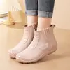 Botas de lluvia nuevas de caña corta para mujer, impermeables, a la moda, adecuadas para usar al aire libre, forradas de forro polar para abrigar, antideslizantes, ligeras e ideales para uso en la cocina