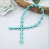 Collar Pulsera Colgante de Cuentas Sueltas Cruz Turquesa Accesorios DIY Joyería de Agujero Recto con Cuentas