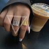 Anillo cuadrado brillante creativo estilo INS, estilo retro barroco, con ajuste de apertura, para el dedo índice, joyería, accesorios de moda.