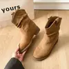 Botines Cortos Lade Chun Gen para Niños Versátiles Retro Nuevo Estilo Botas Belleza Apilada 2026 Estilo Británico Botas Martin Otoño Invierno Media Pantorrilla