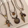 Estilo Étnico Nuevo Estilo Chino Disco de Bronce Apilado Collar Cadena Larga para Suéter Estilo Bohemio Accesorios de Top