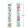 Nuevo Couplet de Pascua Personalizado Bandera Banner Transfronterizo de Amazon Decoración para Fiesta Festiva Huevo de Pascua Conejo Cortina de Puerta