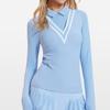 Estilo Novo Transfronteiriço Gola Lapela Roupa de Yoga Manga Longa Casual Respirável Esportivo Fitness Top Corrida ao Ar Livre Camiseta de Golfe