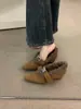 Zapatos casuales negros para mujer con forro de felpa, que aumentan la altura, zapatos de algodón estilo Birkenstock, mocasines de cuña para otoño e invierno, zapatos planos de felpa