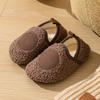 Sapatos infantis para piso interno antiderrapante outono e inverno sapatos para casa com sola grossa bonito dos desenhos animados peça bordada à prova de frio quente confortável macio
