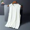 Chaleco de Seda de Hielo para Hombre Verano Delgado Sin Mangas Deportivo Transpirable Secado Rápido Camiseta Verano Chaleco Hueco Camiseta Base para Exteriores
