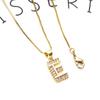 Collar con colgante de 26 letras en inglés para mujer, conjunto de cobre, colgante de circonita, cadena corta para clavícula LM