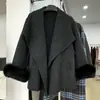 Abrigo de Lana de Doble Cara de Longitud Media con Cinturón, de Piel de Zorro de Alta Gama, Nueva Colección Otoño e Invierno 2026, Ropa de Abrigo de Lana Moderna y Elegante