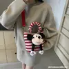 Bolsa de Accesorios 2026 Nuevo Estilo Japonés Lona Rayas Muñeco de Dibujos Animados Lindo Gran Capacidad Bolso Tote Cruzado para Padres e Hijos