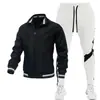 Conjunto nuevo de chaqueta deportiva y para correr para hombre estilo callejero 2024 y pantalón de chándal estampado, personalizable con un logotipo