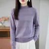 Estilo Old Money Tricô de Malha Grossa Gola Alta Meia Suéter Feminino 2026 Novo Elegante Camada Base Quente Tricô Feminino