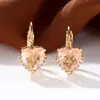 Pendientes de Corazón con Diamantes Blancos y Borde de Diamantes Oro Champagne Estilo Popular Nuevo Transfronterizo Versátiles Elegantes de Lujo Ligero Venta al por Mayor