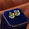 Pendientes Colgantes de Cristal Verde Exquisitos Super Brillantes Lujo Accesible Pendientes de Aguja de Plata de Gama Alta Joyería para Orejas 925 Suministro al por Mayor
