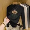 Diseño de espina de pez, camiseta de manga larga con cuello alto a medio y terciopelo alemán, moda para mujer, capa interior versátil, top de otoño