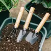 Set de jardinería de tres piezas: pala pequeña para plantas en maceta, mini pala de jardín, aflojar tierra para flores de interior, herramientas de plantación de flores y verduras al por mayor