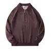 "Estilo Old Money" Suéter de Punto con Media Cremallera y Cuello Polo para Hombre, Otoño, Corte Holgado, Tallas Grandes, Casual, Suéter de Hilo Texturizado
