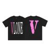 VLONE FOG Trendy Brand Big V Mother Logo Cherry Blossom Manga curta Esboço Bordado Lip Print Graffiti Print Camiseta
