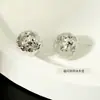 Ouyini Xiaohongshu Transmisión en Vivo Más Vendidos Pendientes Tritura Hielo Plata de Ley 925 Chapado en Oro para Mujer Brillantes Escama de Dragón Bolas Redondas Clips para Orejas