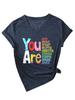 Amazon Camiseta de manga corta con cuello en V para mujer, eres amable, valiente, inteligente, nueva de verano, cómoda