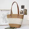 Nova bolsa feminina de palha trançada de verão, moderna e versátil para férias na praia, bolsa tote de grande capacidade, bolsa de ombro, tendência