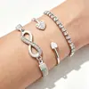 Pulseras y tobilleras de cadena multicapa para mujer, estilo hip-hop, cadena gruesa con cuentas redondas, juego de pulsera y tobillera transfronterizo europeo y americano, al por mayor
