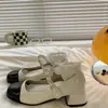 Zapatos Mary Jane Franceses para Mujer de Bloques de Color Blanco y Negro 2026 Nuevos Zapatos de Cuero Retro de Tacón Alto con Tacón Grueso para Mujer