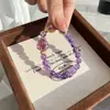 Pulseira auspiciosa de nove caudas com design de nicho de raposa de ametista natural, cristal de morango e fluorita roxa, simples e sonhadora