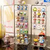 Caixa de armazenamento transparente fofa, organizador de mesa multicamadas, expositor à prova de poeira para figuras e blind boxes, organizador adorável de modelos e pequenos enfeites