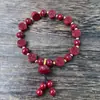 Pulsera Natural de Cinabrio para Mujer, Pulsera de Cuentas de Cinabrio Morado y Dorado, Mayoreo de Regalos para Mujer, Nueva Pulsera de Cuentas Estilo Chino