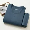 Conjunto de Roupa Íntima Térmica de Algodão Masculino, Camada Base Fina de Manga Longa para Homens de Meia-Idade e Jovens, Camisa e Calça Térmicas de Algodão
