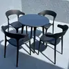 Juego de Plástico para Reuniones de Ocio al Aire Libre con Mesa Redonda Pequeña y Sillas para Balcón, Popular en Cafeterías de Té de Leche de Moda, Mesa de Comedor Simple para Uso al Aire Libre