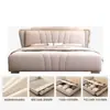 Cama Matrimonial King Size de Lujo Ligero Italiano con Almacenamiento de Cuero Genuino Cama de Boda de Lujo Moderna Cama de Arte en Cuero de 1.5 Metros