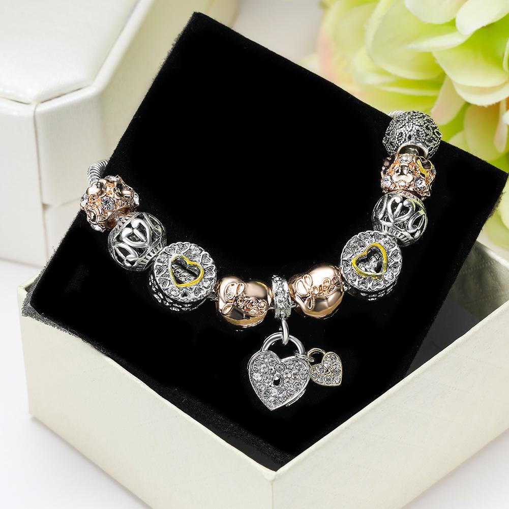 合金KC金双心吊饰手链展示图