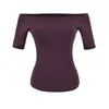 Camiseta rosa de estilo americano para mujer, de un solo hombro, manga de cinco cuartos, nueva para verano, corte ajustado que realza la figura, top sexy sin hombros