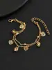 Comercio exterior transfronterizo Accesorios para pies europeos y americanos, regalo de moda para mujer, tobillera de estilo festivo para estudiante, doble capa de oro rosa, flor de rosa