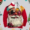 Sudadera Navideña para Hombre Estilo Comercio Exterior Transfronterizo 2024 Moda Sudadera con Estampado Digital Navideño Cuello Redondo Pullover