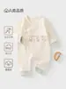 Macacão de algodão macio Classe A para recém-nascidos de 0 a 6 meses com alças, pijama de bebê, roupa de peça única para recém-nascidos, estilo monge Classe A