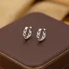 Pendientes de Cadena Geométrica de Plata de Ley S925 Simples Hip-Hop Europeos y Americanos Elegantes de Moda con Recorte Torcido Pendientes Versátiles