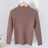Suéter de grado A para niños otoño e invierno nuevo cuello medio alto manga larga tejido para niños y niñas color liso jersey capa base transfronterizo moderno