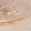 Collar de Estrella de Diamante Brillante para Mujer, Diseño de Nicho Estilo Ins, Diseño de Borla Hueca, Cadena Sencilla y Elegante para la Clavícula